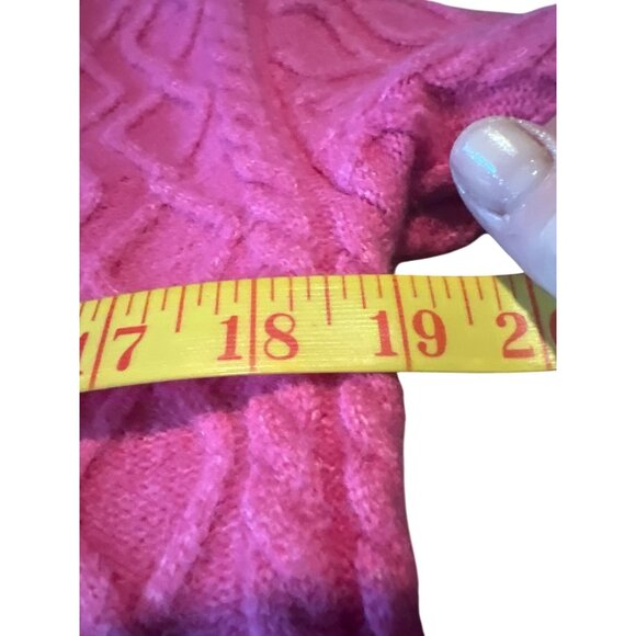 Talbots Alpaca Wool Blend Sz XS Hot Pink Button Up Cable Knit Cardigan Sweater - Picture 2 of 6